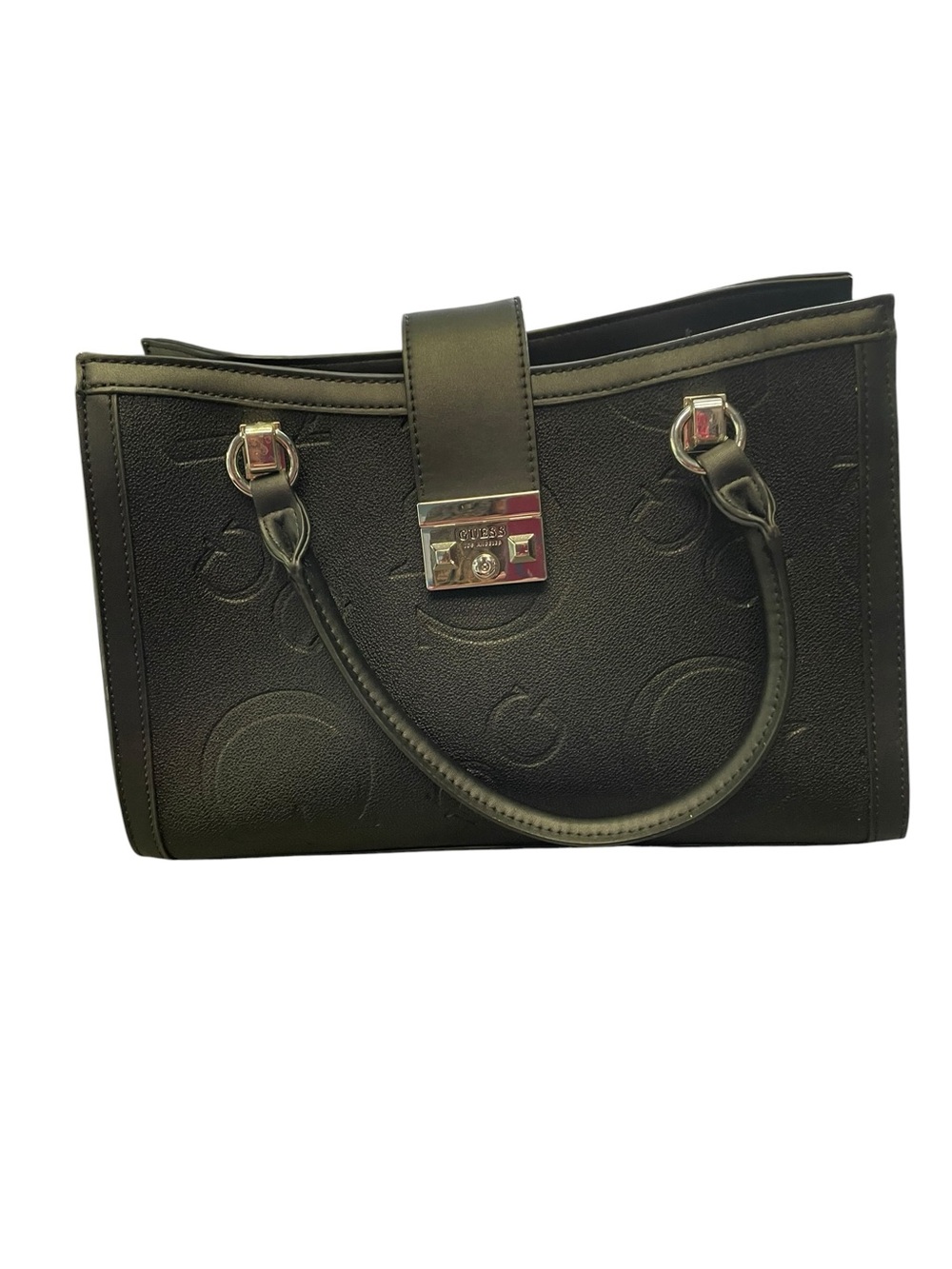 Guess Black Structured Leather Satchel Handbag